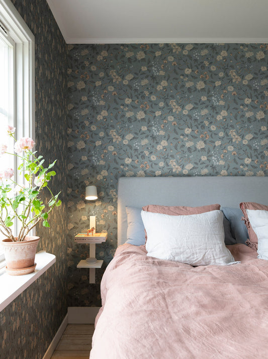 till karin folklore blue - s10165 - sandberg wallpaper