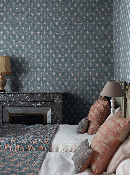 turtledove barn indigo blue - s10272 - sandberg wallpaper