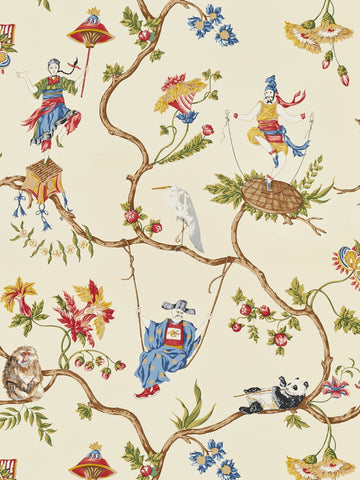scalamandre - ming circus multi on beige wallpaper - sc 0001wp81605