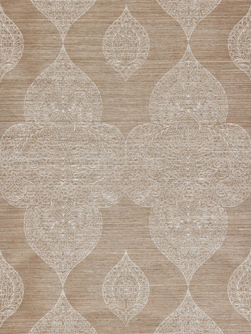 scalamandre - taj embroidered sisal nutmeg wallpaper - sc 0002wp88555