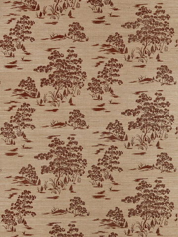 scalamandre - katsura embroidered toile terra wallpaper - sc 0003wp88445