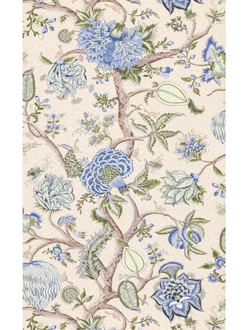 scalamandre - pondicherry blue green on cream fern wallpaper - sc 0003wp88585