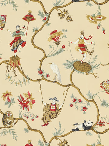 scalamandre - ming circus multi on tea wallpaper - sc 0004wp81605