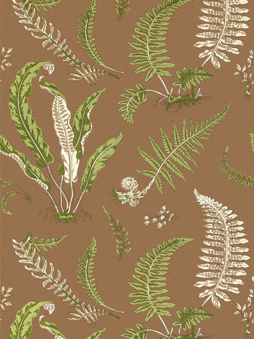 scalamandre - elsie de wolfe greens on brown wallpaper - sc 0005wp88592d