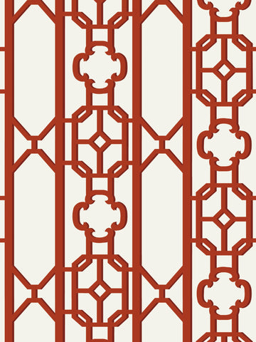 scalamandre - joanna fret lacquer red wallpaper - sc 0006wp88582d