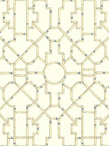 scalamandre - baldwin bamboo linen and blue on ecru wallpaper - sc 0007wp81630