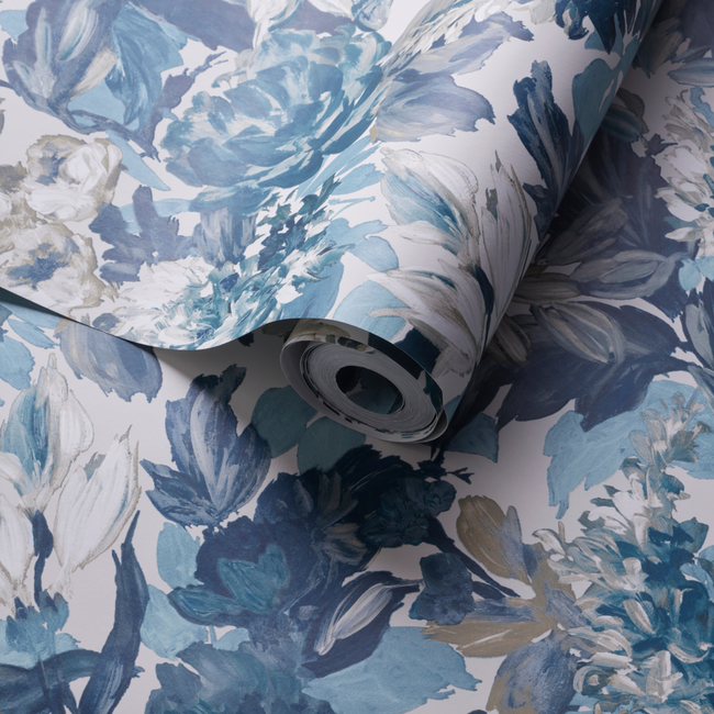 clarke & clarke - lilum - denim ivory wallpaper - w0158/01.cac.0