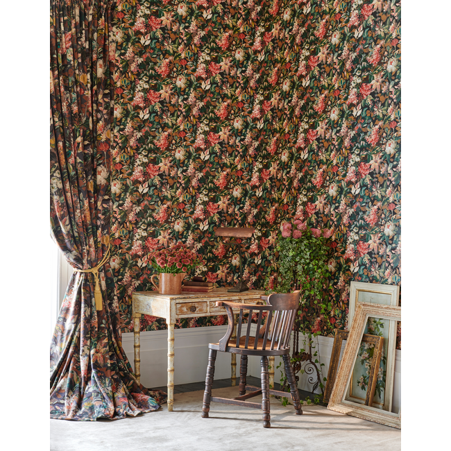 clarke & clarke - lilum - russet noir wallpaper - w0158/05.cac.0