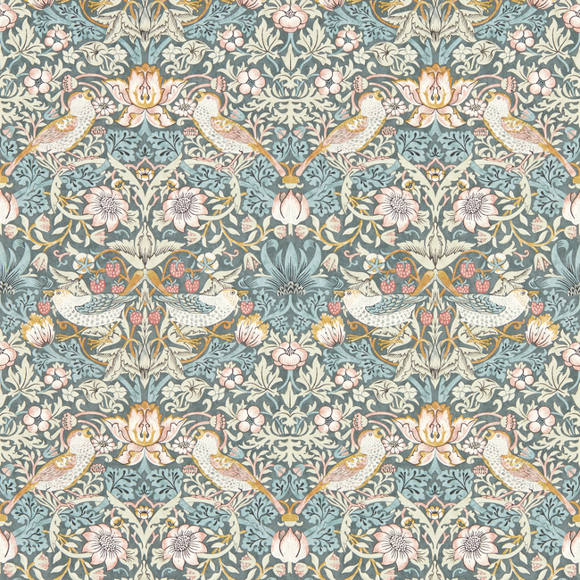 clarke & clarke - strawberry thief - slate wallpaper - w0171/05.cac.0