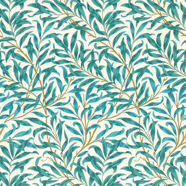 clarke & clarke - willow boughs - teal wallpaper - w0172/05.cac.0