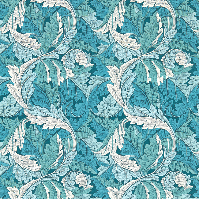 clarke & clarke - acanthus - teal wallpaper - w0175/04.cac.0