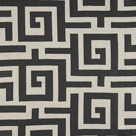 Tulum Applique Black on Natural Fabric - W713221 - Thibaut Fabric