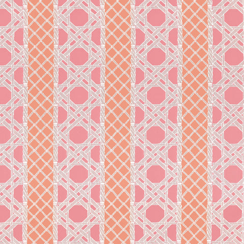 Trelliage Peony and Coral Fabric - W81771 - Thibaut Fabric