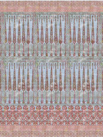 scalamandre - topkapi garden panel turquoise red wallpaper - wnm 1047topk