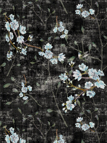scalamandre - blossom fantasia black blue wallpaper - wnm 1058blos