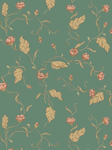 scalamandre - elmire emerald wallpaper - wsb 00091400