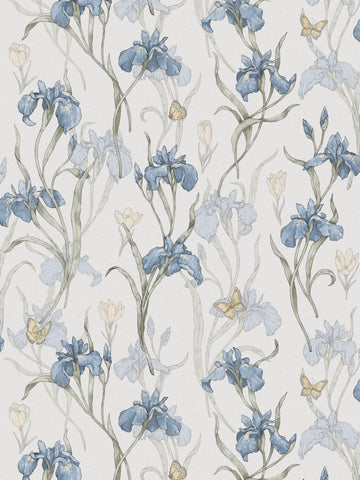 scalamandre - iris sky blue wallpaper - wsb 003401013