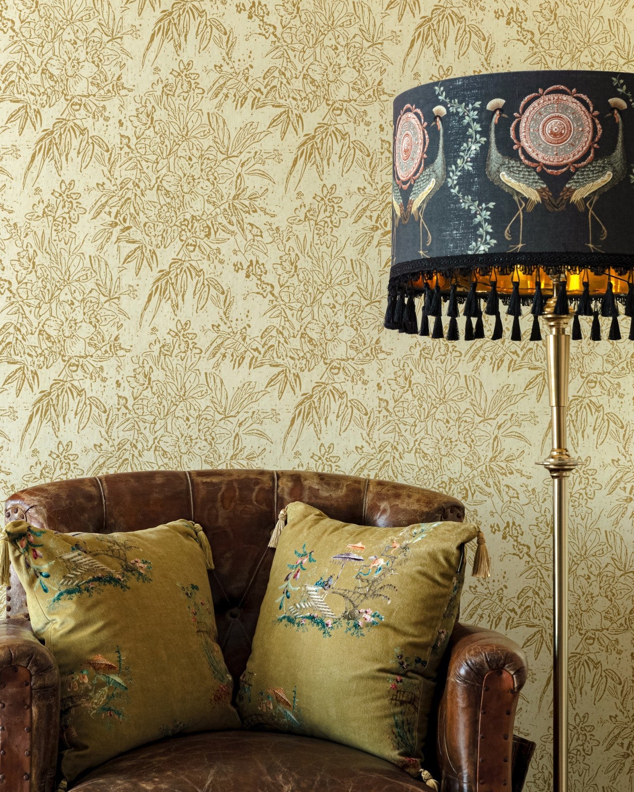 mind the gap - cherry orchard indigo wallpaper - wp30008