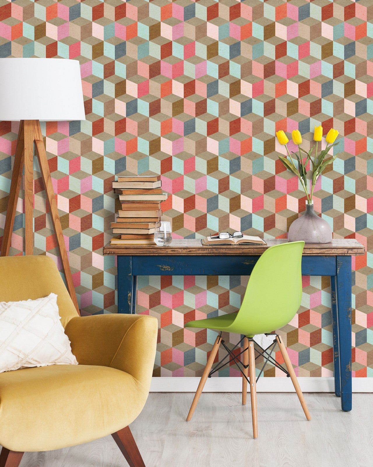 mind the gap - coloured geometry premium wallpaper - wp20004