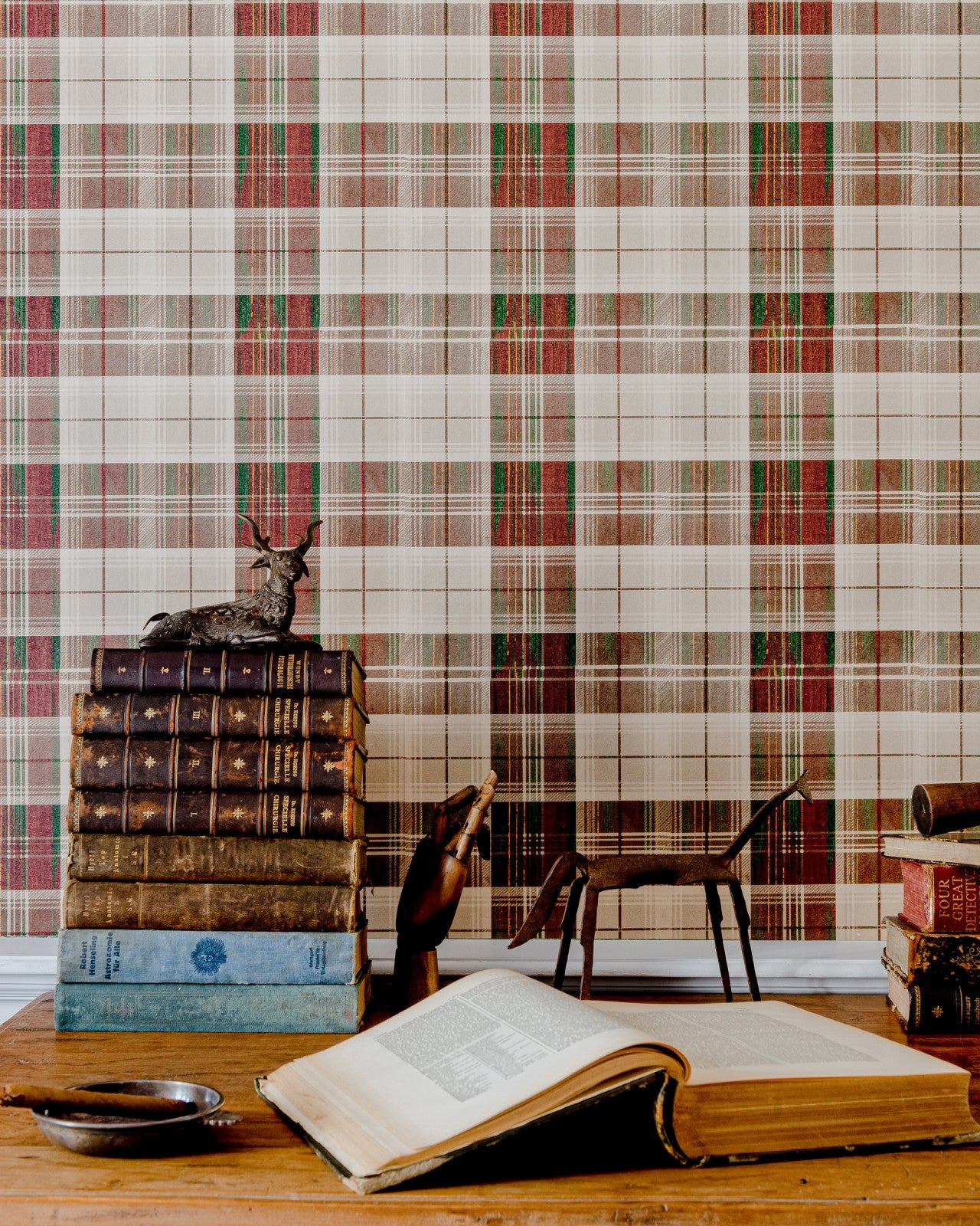 mind the gap - countryside plaid leather wallpaper - wp30012