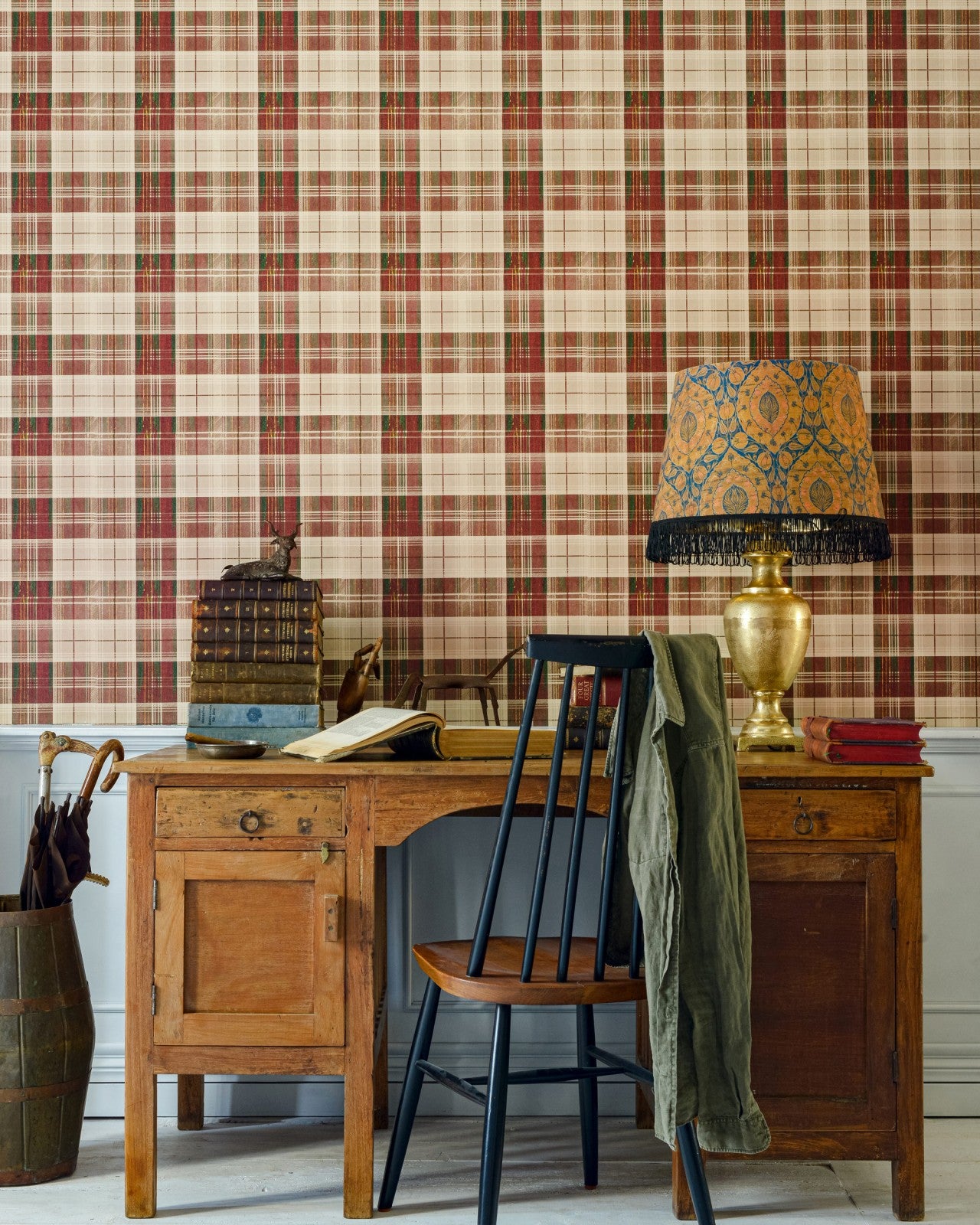 mind the gap - countryside plaid charcoal wallpaper - wp30011