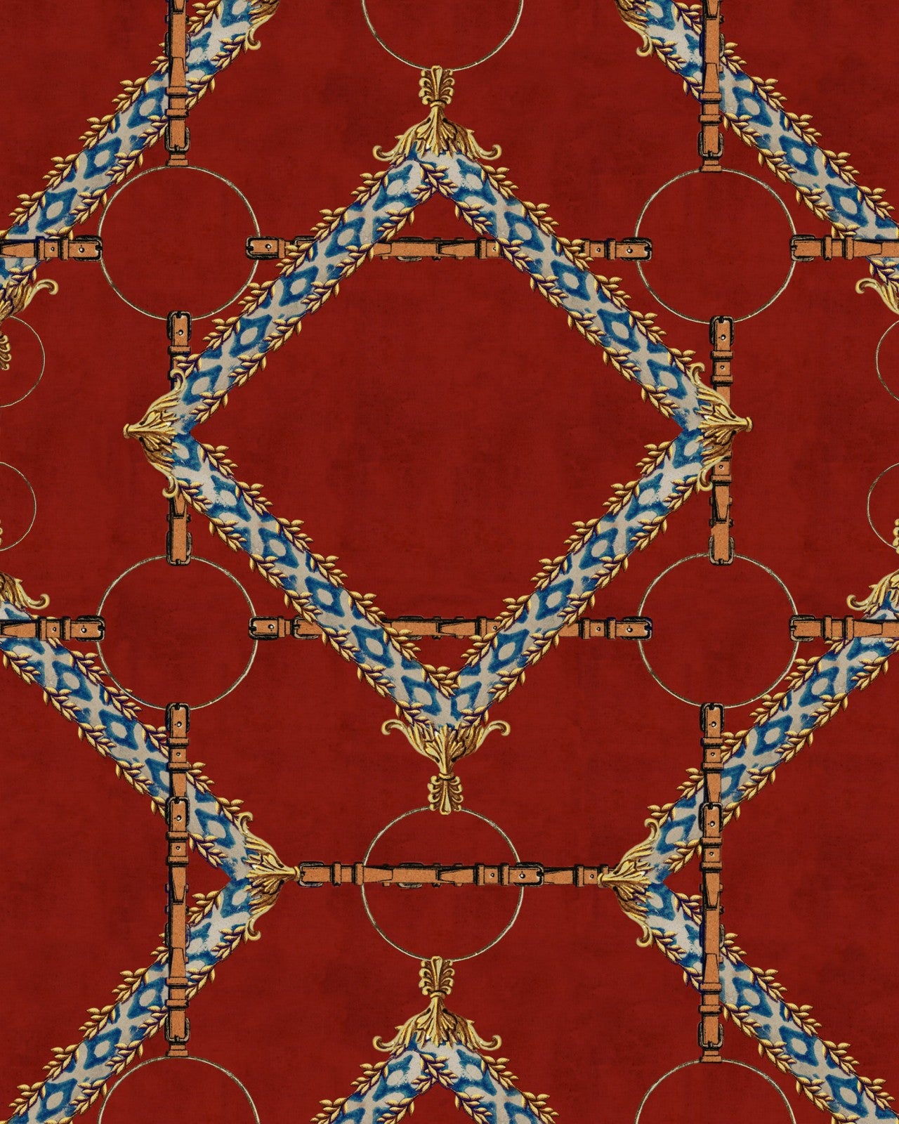mind the gap - decorative harness burgundy wallpaper - wp30106