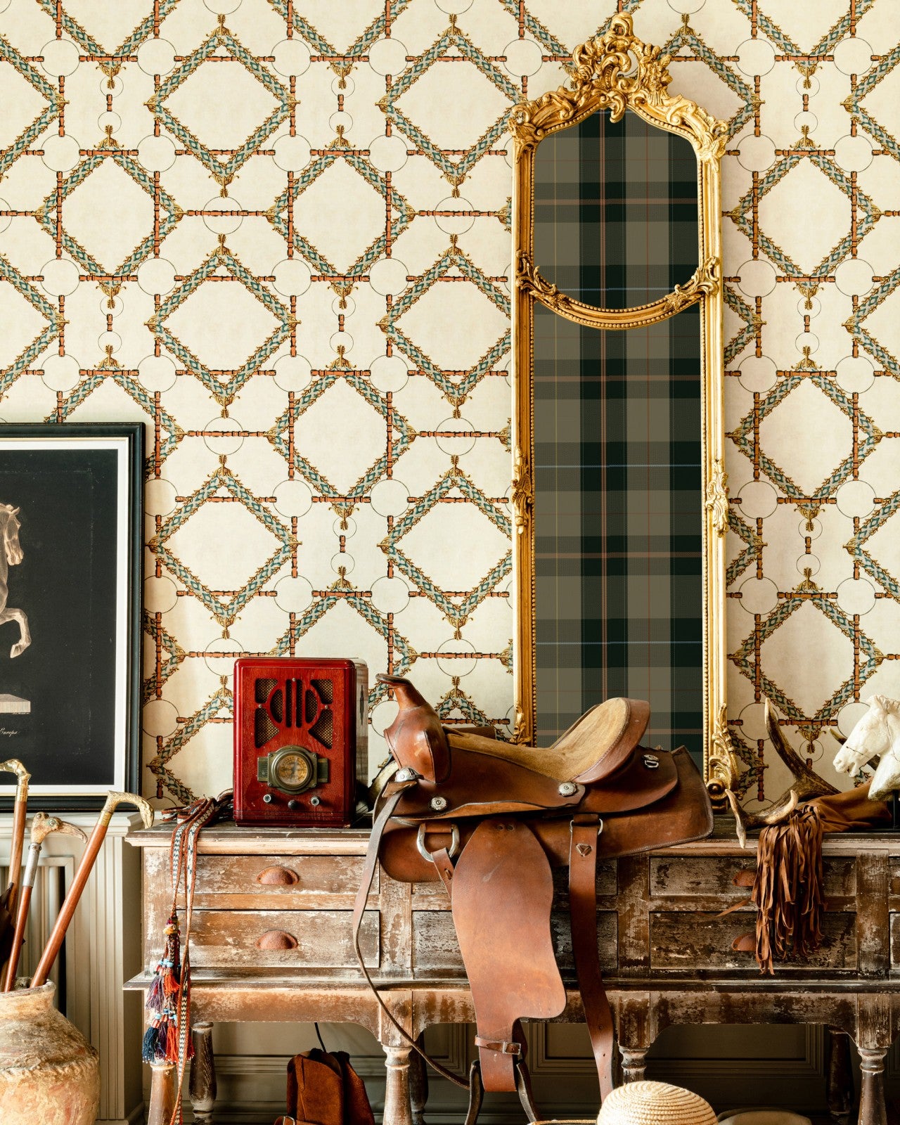 mind the gap - decorative harness taupe wallpaper - wp30105