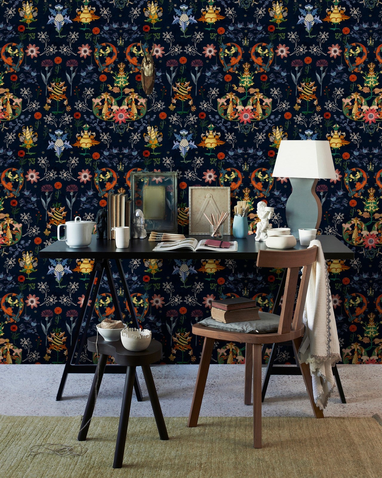 mind the gap - transylvania folk in blue wallpaper - wp20312