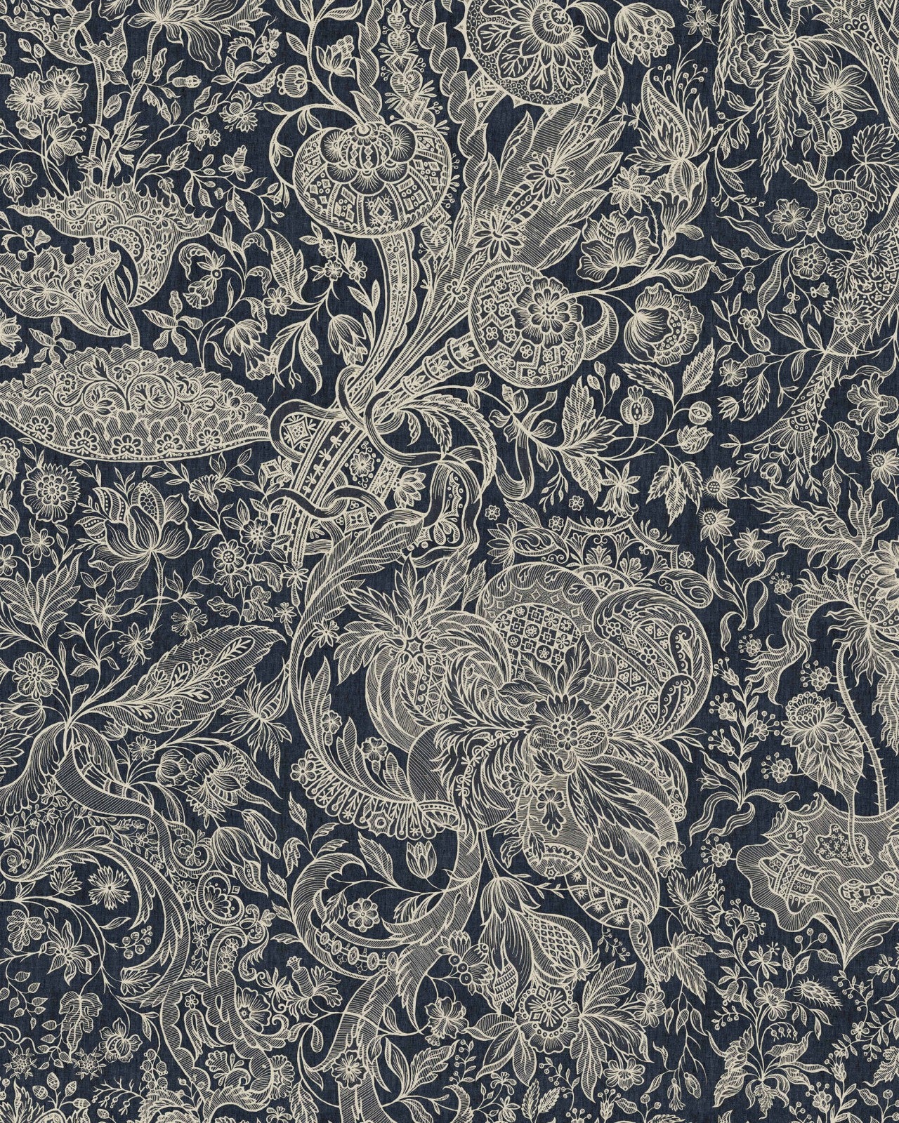 mind the gap - sarkozi embroidery indigo wallpaper - wp30027