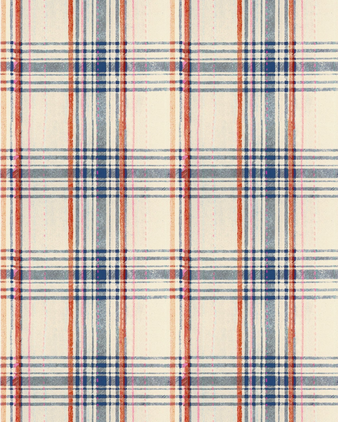 mind the gap - seaport plaid cream wallpaper - wp30068