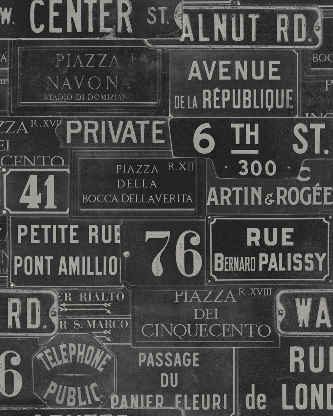 mind the gap - vintage signs anthracite premium wallpaper - wp20037