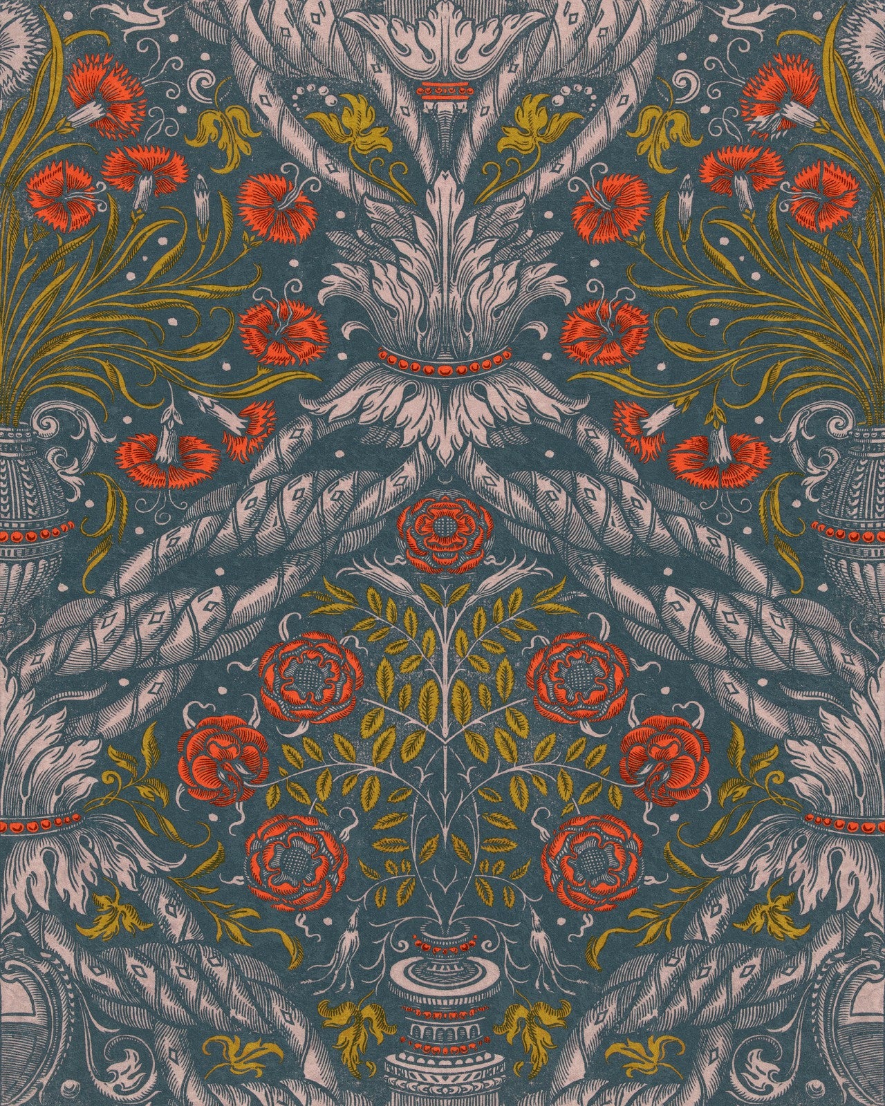 mind the gap - floral ornament scarlet wallpaper - wp20471