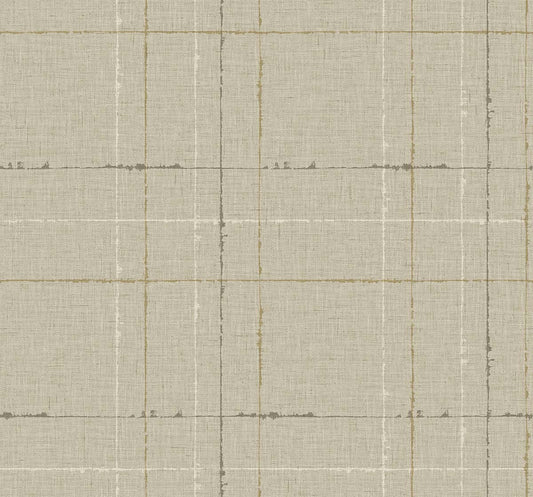 Seabrook Gorton Plaid Papyrus Wallpaper