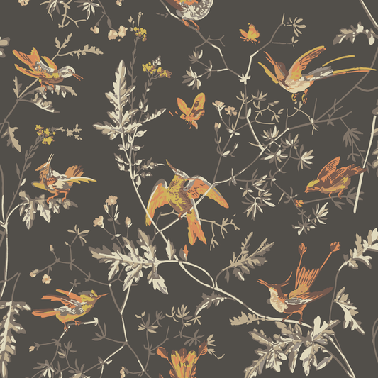 Cole & Son - Hummingbirds - Charcoal/Ginger - 112/4017.CS.0