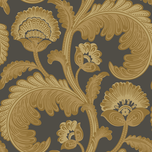 Cole & Son - Fanfare Flock - Ochre/Char - 116/7027.CS.0