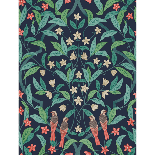 Cole & Son - Jasmine & Serin Symphony - Coral/Petrol/Ink - 117/10030.CS.0