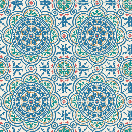 Cole & Son - Piccadilly - Denim & Rouge On Chalk - 117/8024.CS.0