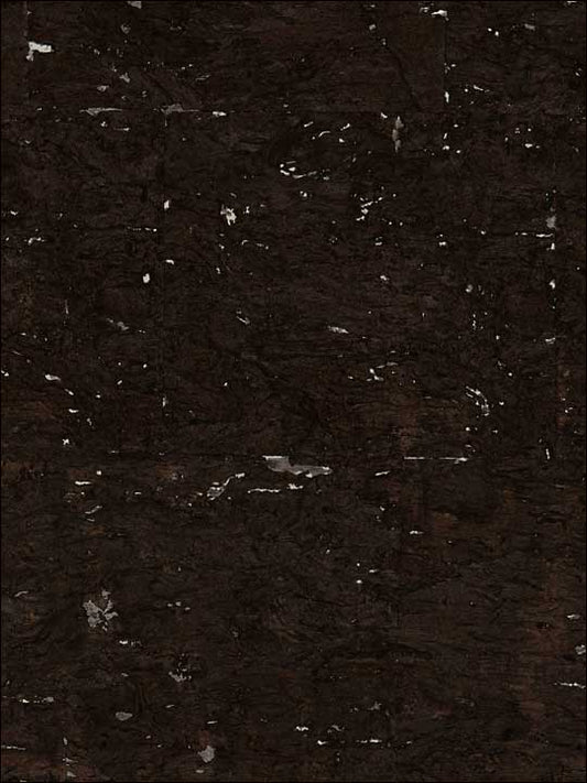 Scalamandre SC0001WP88352 Carbonized Cork Espresso and Silver Wallpaper
