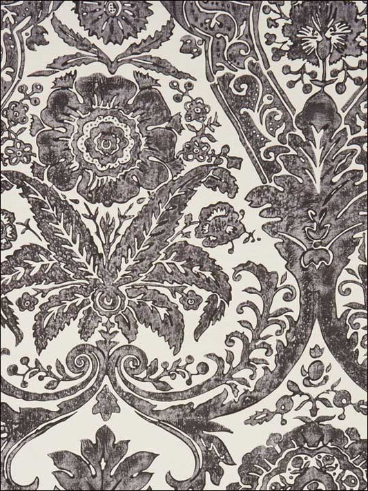 Scalamandre SC0004WP88354 Luciana Damask Print Graphite Wallpaper