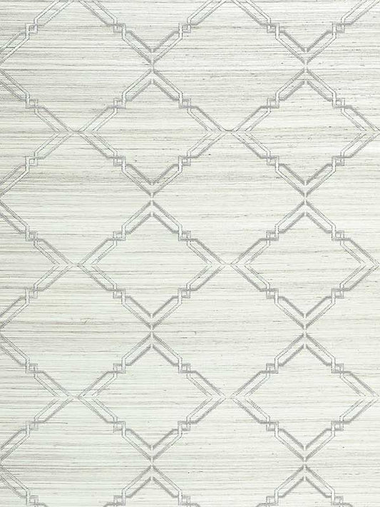 Scalamandre SC0001WP88383 Monroe Embroidered Grasscloth Glacier Wallpaper