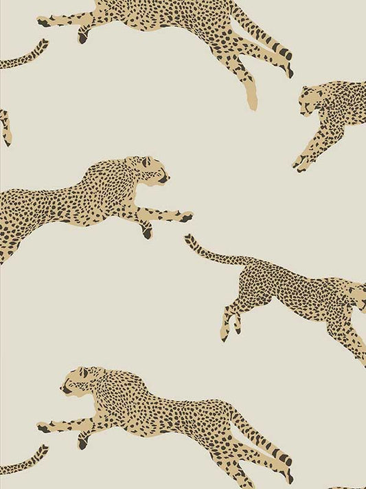 Scalamandre SC0001WP88449D Leaping Cheetah Dune Wallpaper