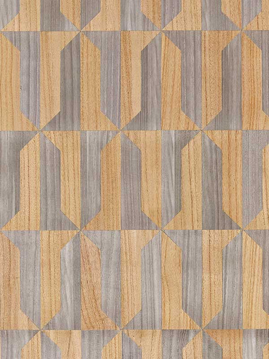 Scalamandre SC0001WP88462 Mezzo Wood Natural and Nickel Wallpaper
