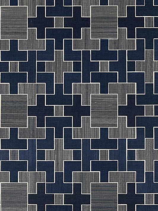 Scalamandre SC0004WP88471 Allegro Sisal Evening Blue Wallpaper