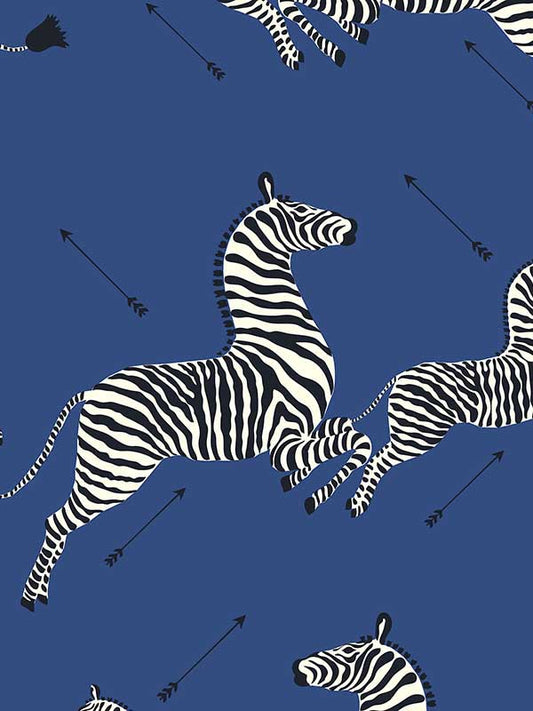 Scalamandre SC0008WP81388MV Zebras Vinyl Denim Wallpaper