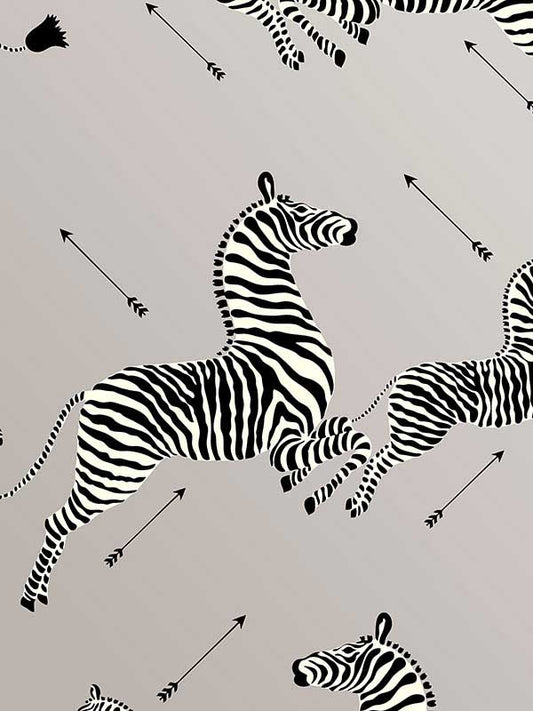 Scalamandre SC0010WP81388MV Zebras Vinyl Silver Wallpaper