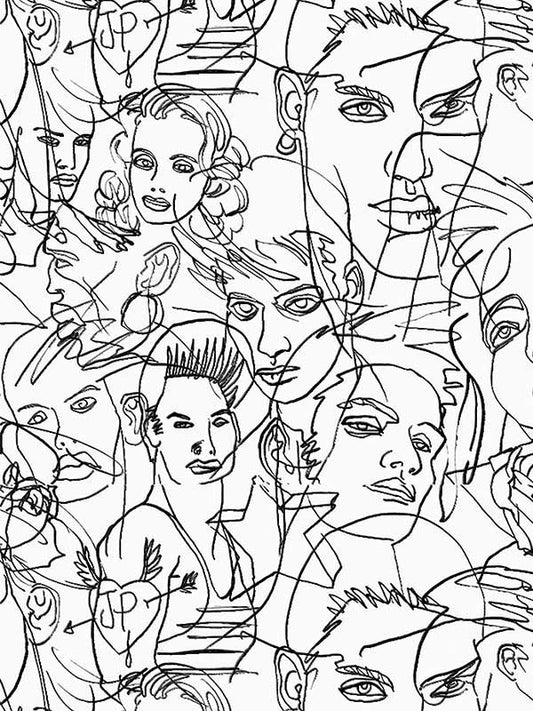 Scalamandre WH000013322 Croquis Ecru Noir Wallpaper