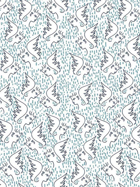 Scalamandre WH000016466 Figure Dange Bleu Wallpaper