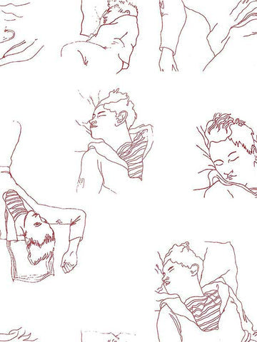 Scalamandre - Les Dormeurs Bordeaux Wallpaper - WH 000016469