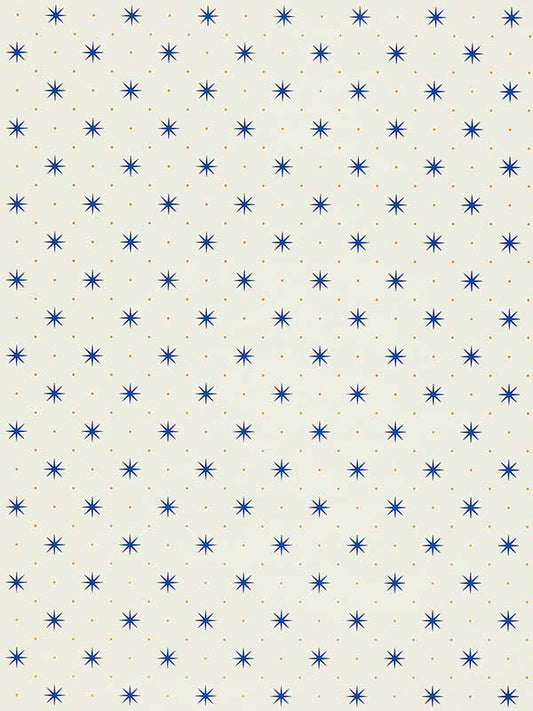 Scalamandre WHN000BP1003 Trixie Blue and Gold On White Wallpaper