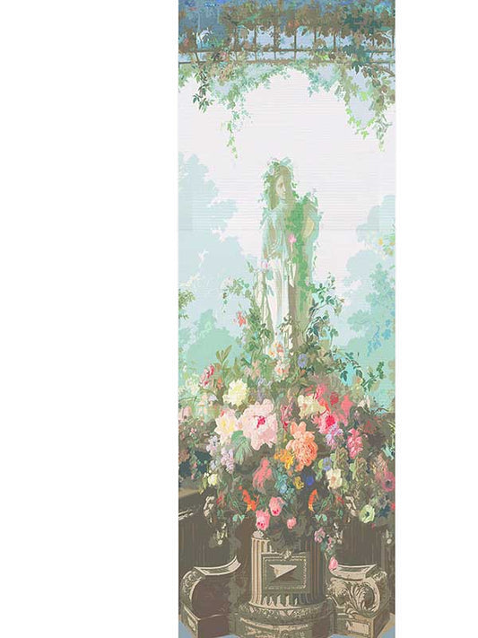 Scalamandre WNM0001JARS Jardin Defosse Dyptich Chantilly Statue Panel Wallpaper
